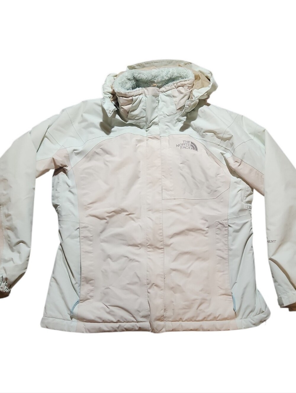 The North Face Jacket Women M Lt. Gray/ Mint HyVent Fleece Lined Hooded  Winter